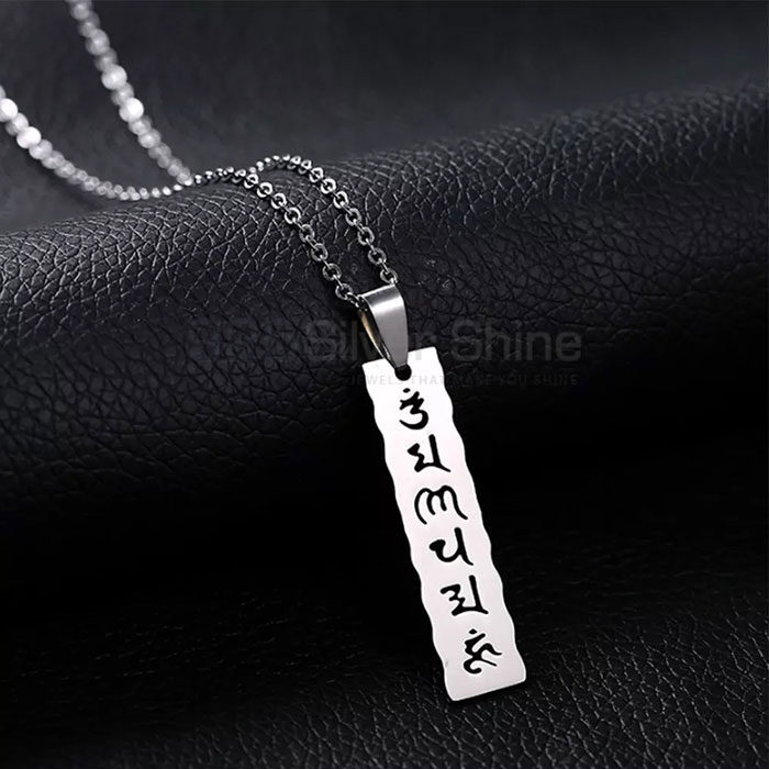 Sterling Silver Buddhism Mantra Bar Necklace Jewelry SMMN560