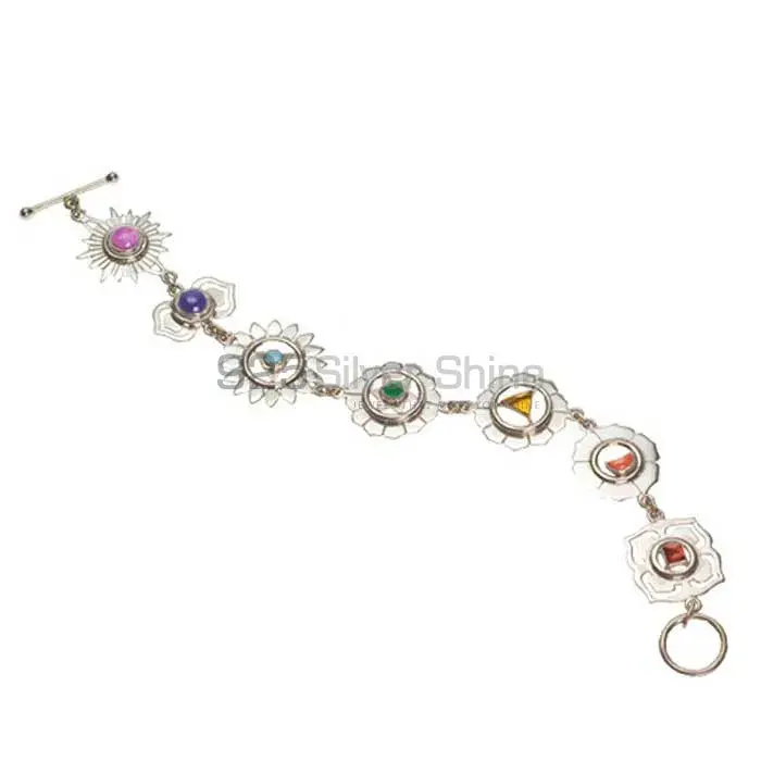 Sterling Silver Chakra Bracelet With Semi Precious Gemstone Jewelry SSCB118_0