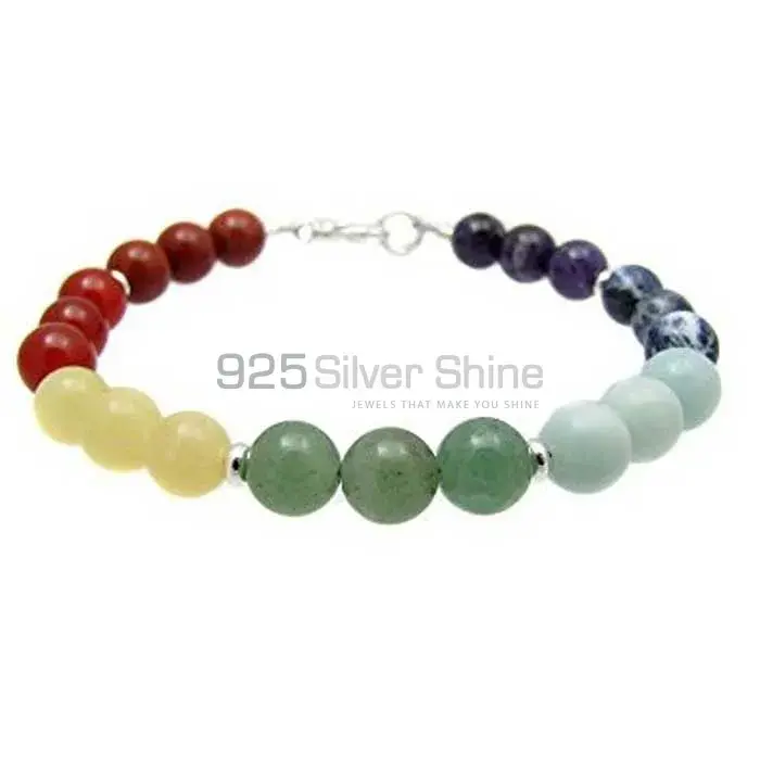Sterling Silver Chakra Bracelets With loose Gemstone Jewelry SSCB129