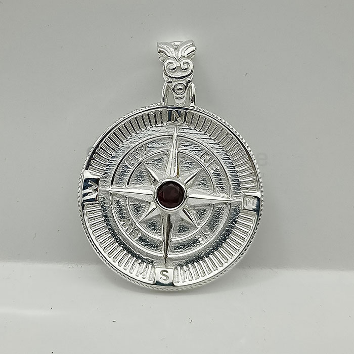 Sterling Silver Compass Pendant In Faceted Gemstone 925NSP25_2