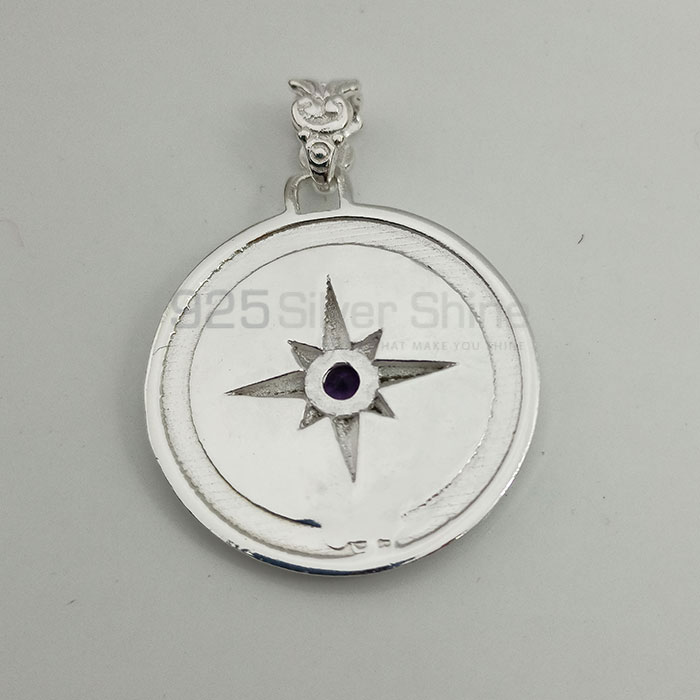 Sterling Silver Compass Pendant In Faceted Gemstone 925NSP25_4