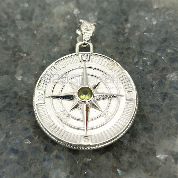 Sterling Silver Compass Pendant In Faceted Gemstone 925NSP25_5