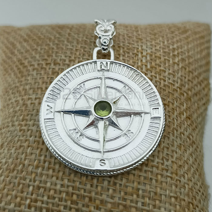 Sterling Silver Compass Pendant In Faceted Gemstone 925NSP25_6