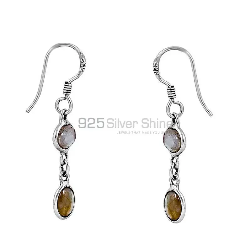 Sterling Silver Earring In Blue Fire Labradorite Gemstone Jewelry 925SE93_1