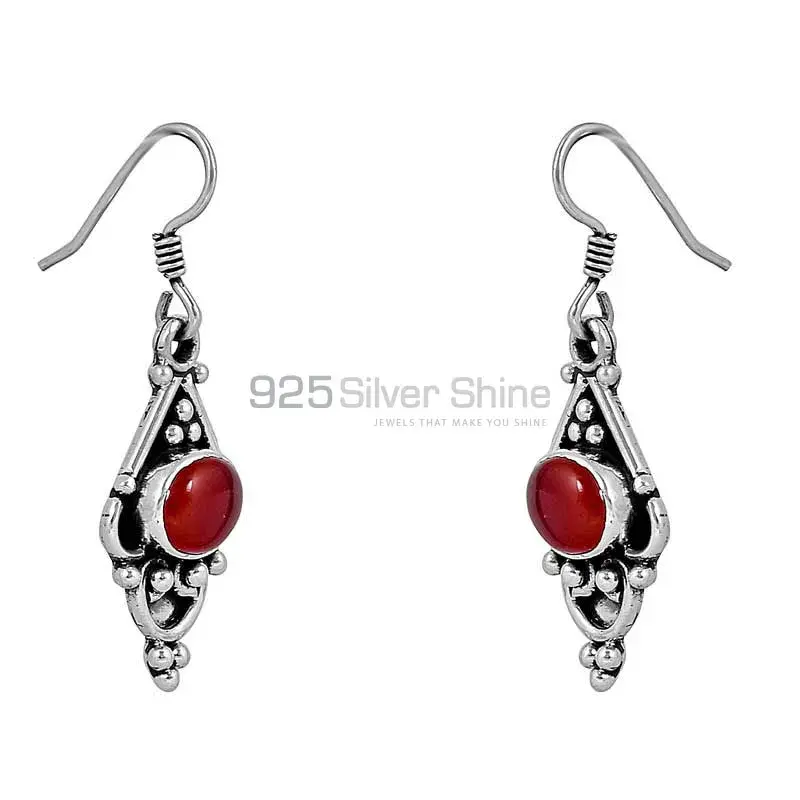 Sterling Silver Earring In Natural Carnelian Gemstone Jewelry 925SE97_0