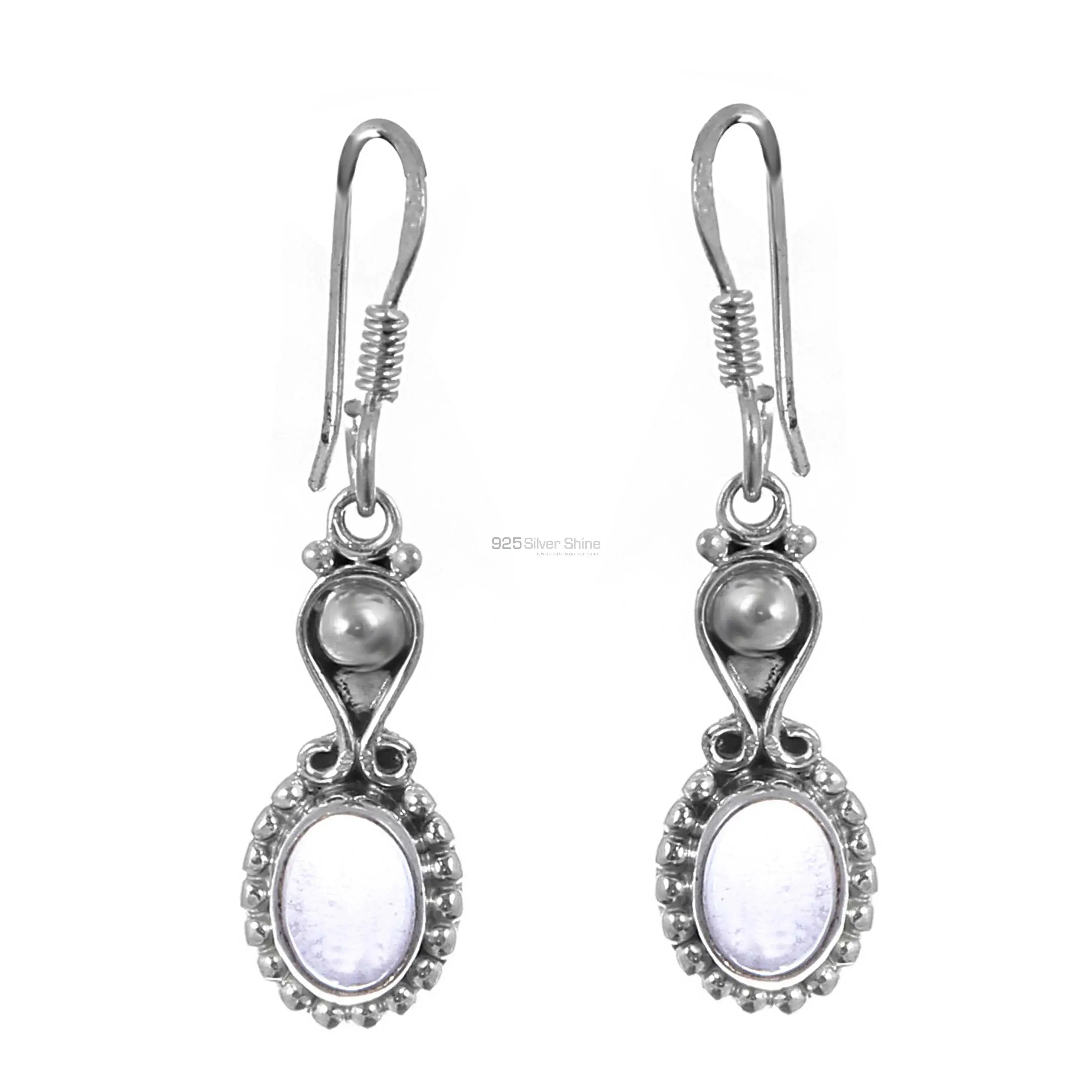 Sterling Silver Earrings In Rose Quartz Gemstone Jewelry 925SE171