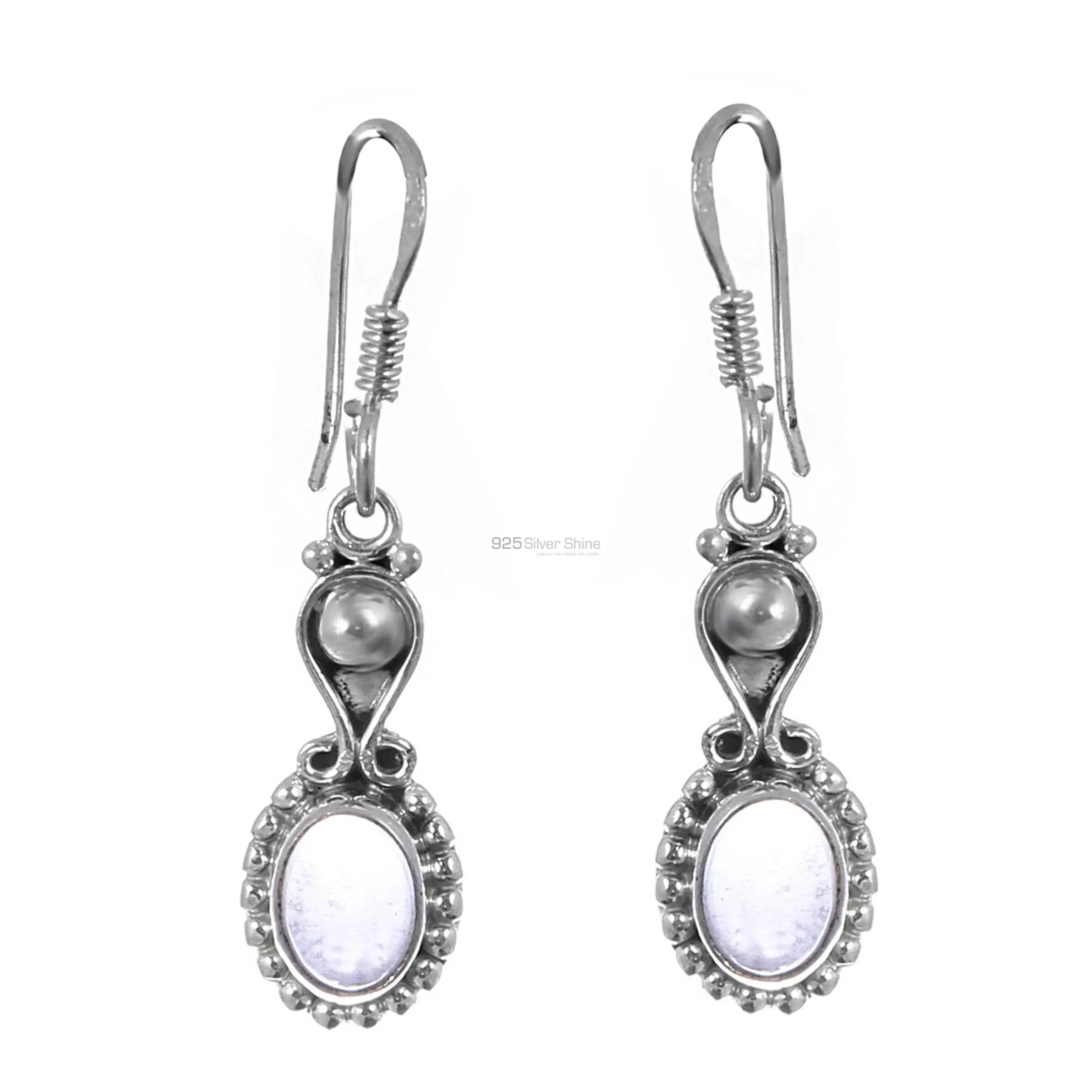 Sterling Silver Earrings In Rose Quartz Gemstone Jewelry 925SE171_0