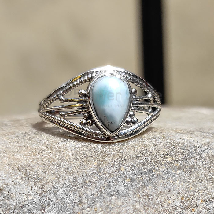 Sterling Silver Ethnic Style Ring In Natural Larimar Jewelry SSR82