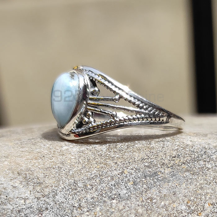 Sterling Silver Ethnic Style Ring In Natural Larimar Jewelry SSR82_0