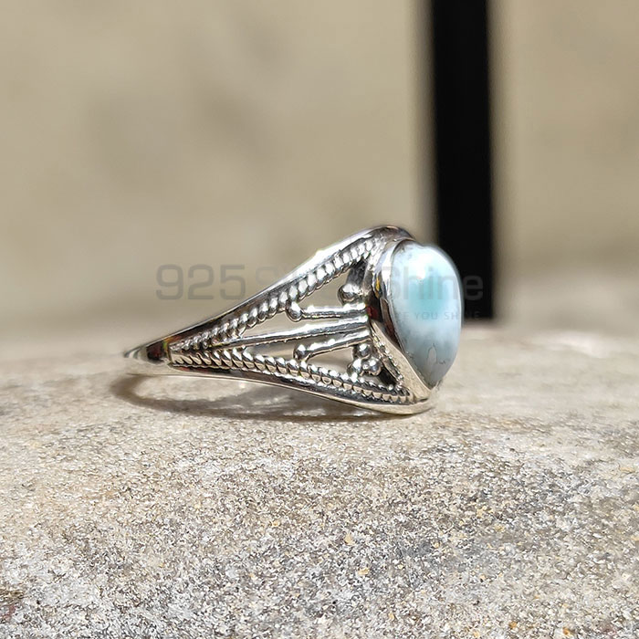 Sterling Silver Ethnic Style Ring In Natural Larimar Jewelry SSR82_1