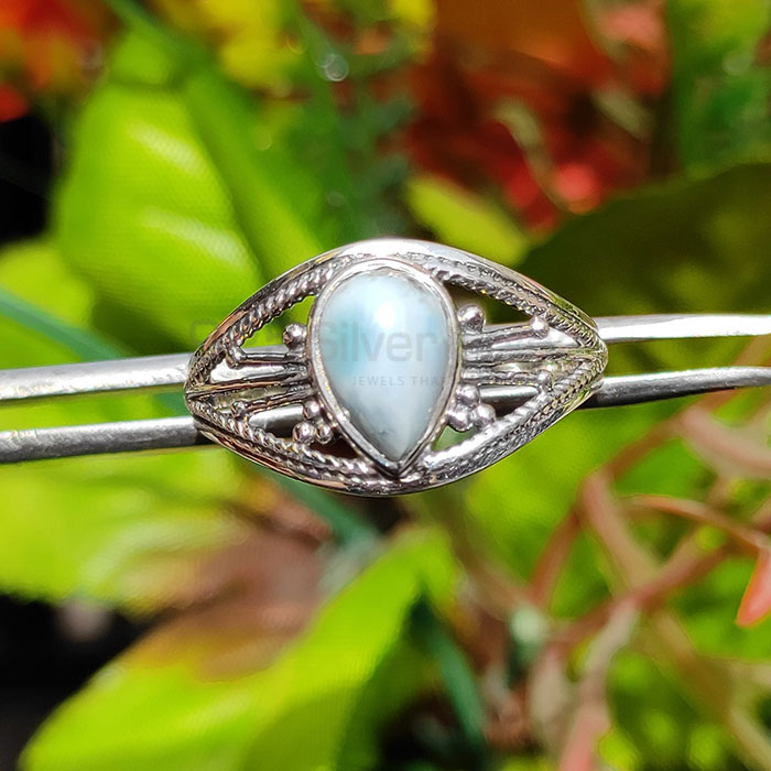 Sterling Silver Ethnic Style Ring In Natural Larimar Jewelry SSR82_3