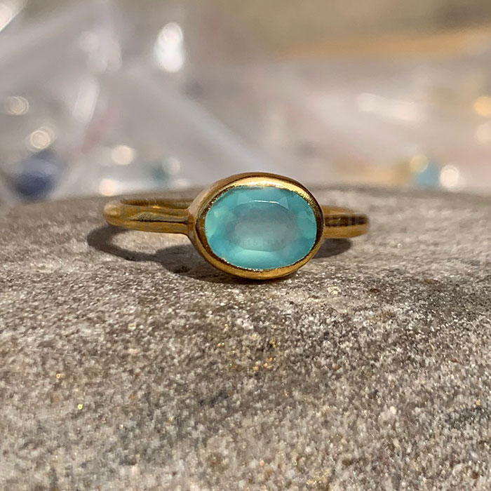 Sterling Silver Gold Plated Ring In Chalcedony Gemstone SSR139_2