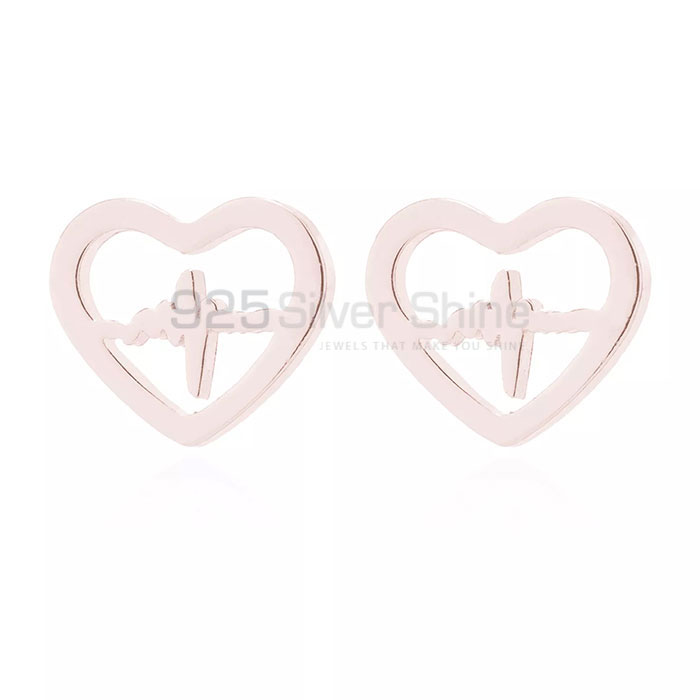 Sterling Silver Heart Beat Stud Earring For Women's HBME315