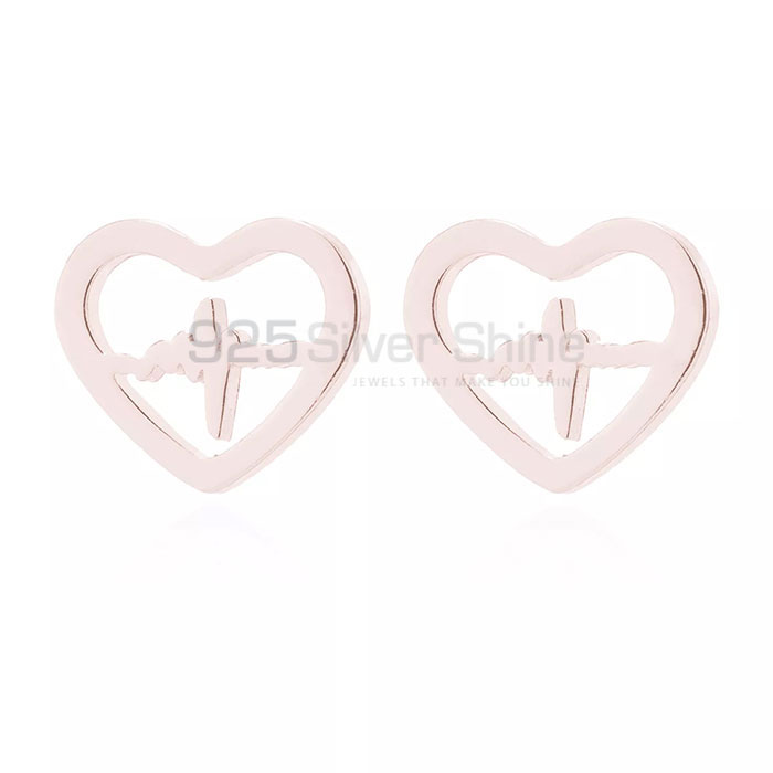 Sterling Silver Heart Beat Stud Earring For Women's HBME315
