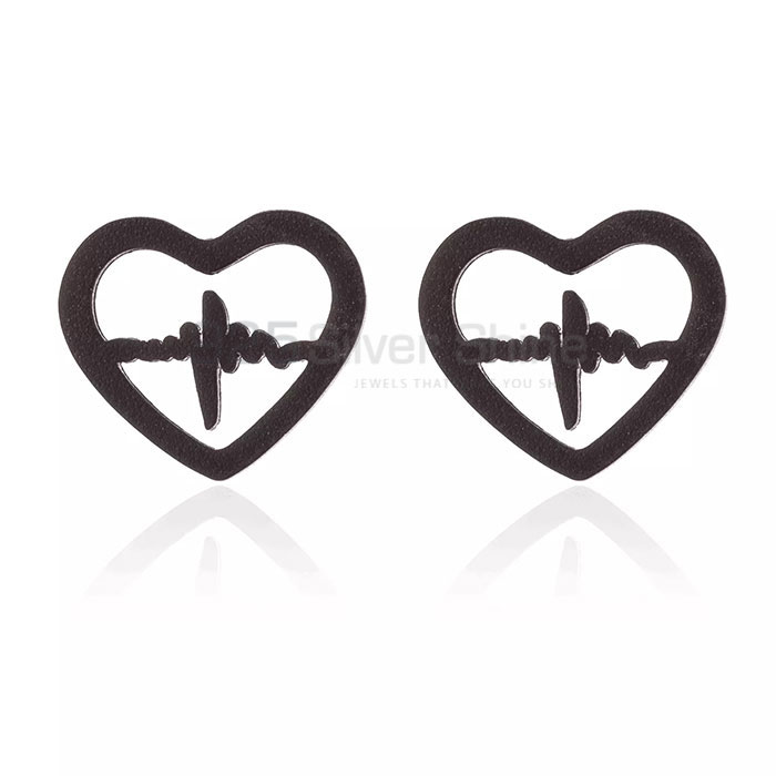 Sterling Silver Heart Beat Stud Earring For Women's HBME315_1