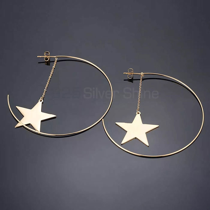 Sterling Silver Hoop Earring With Star Mini Charm STME487_0