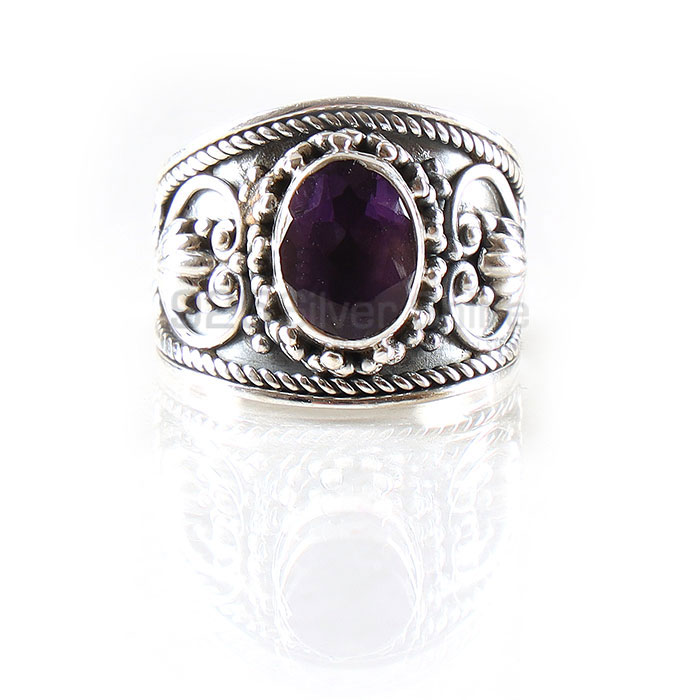 Oxidized look Amethyst Birthstone Sterling Silver Rings SSR79-3