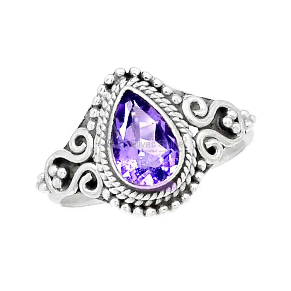 Amethyst Gemstone Silver Engagement Rings 925SR2359_1