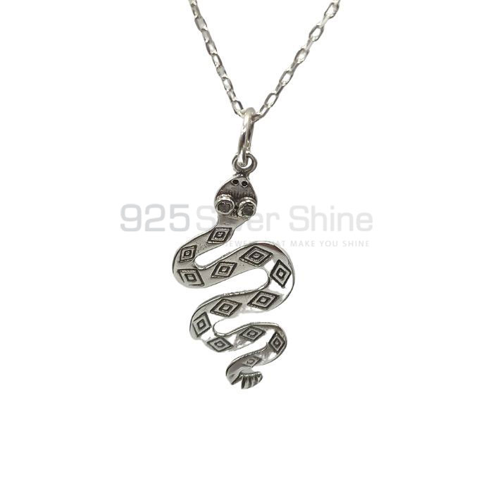 Sterling Silver Snake Pendant In CZ Gemstone 925NSP04