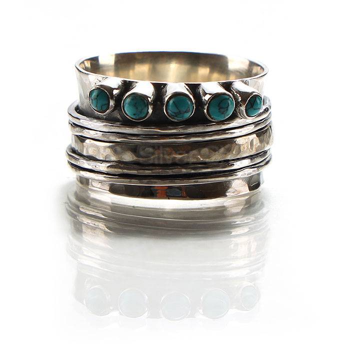 Sterling Silver Spinner Ring In Turquoise Gemstone SSR149