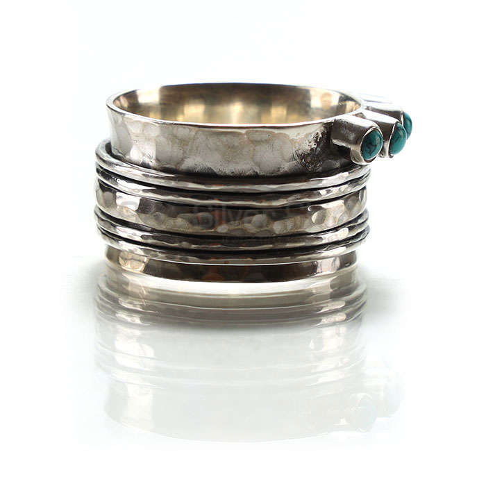 Sterling Silver Spinner Ring In Turquoise Gemstone SSR149_2