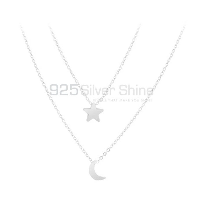 Sterling Silver Star And Moon Charm Necklace For Women's STMN507