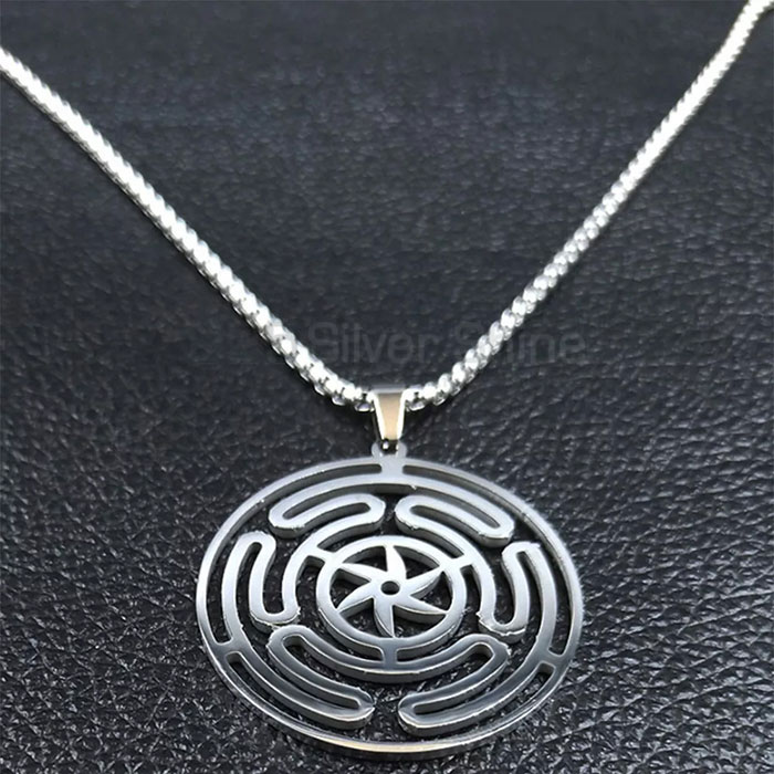 Sterling Silver Wheel Of Hecate Symbol Necklace SMMN569