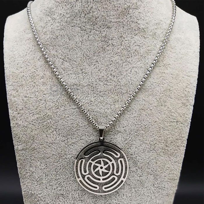 Sterling Silver Wheel Of Hecate Symbol Necklace SMMN569_0