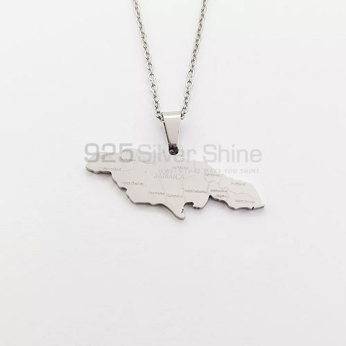 Stunning 925 Silver Jamaica Map Necklace For Women's MPMN359