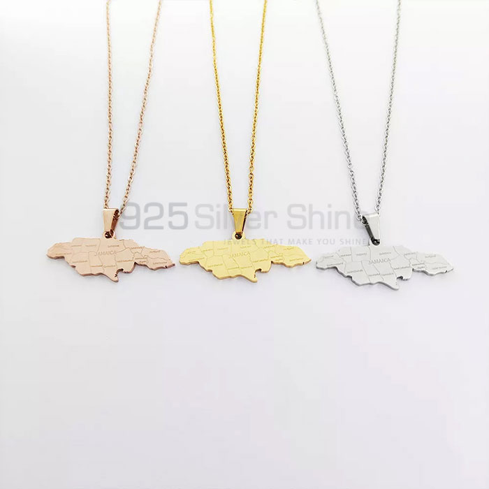 Stunning 925 Silver Jamaica Map Necklace For Women's MPMN359_2