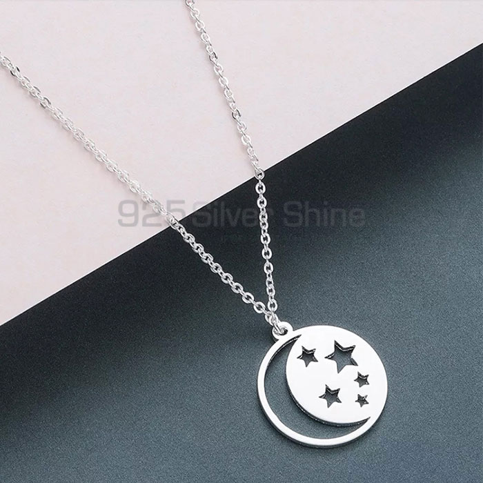 Stunning 925 Silver Star And Moon Necklace STMN515_1
