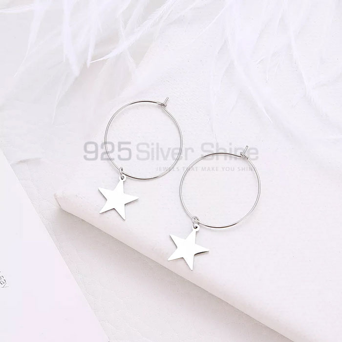 Stunning 925 Silver Star Hoop Minimalist Earring STME483_1