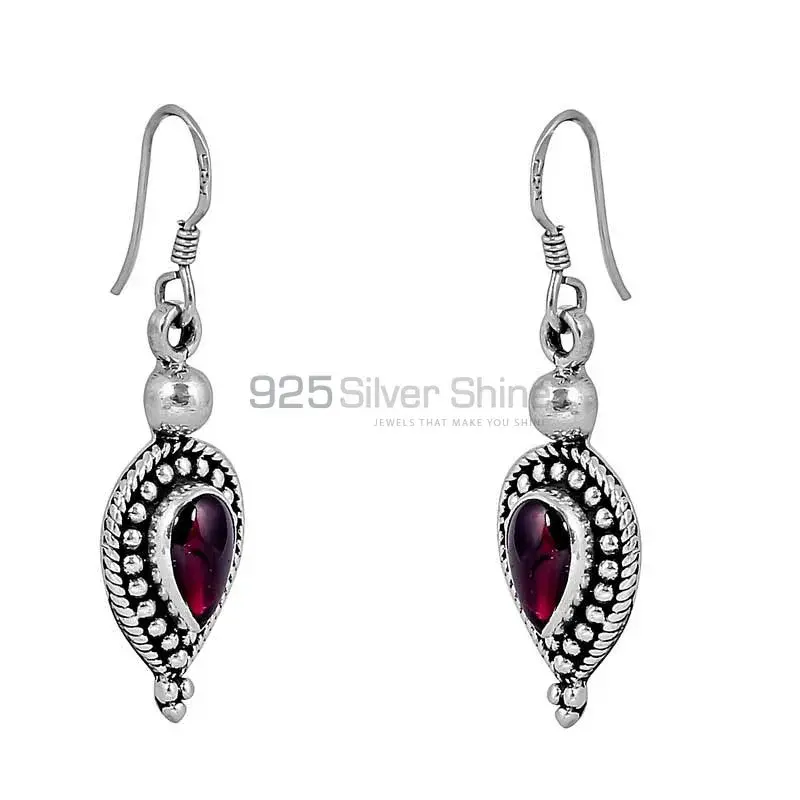 Stunning 925 Sterling Silver Earring In Natural Garnet Gemstone Jewelry 925SE92_0