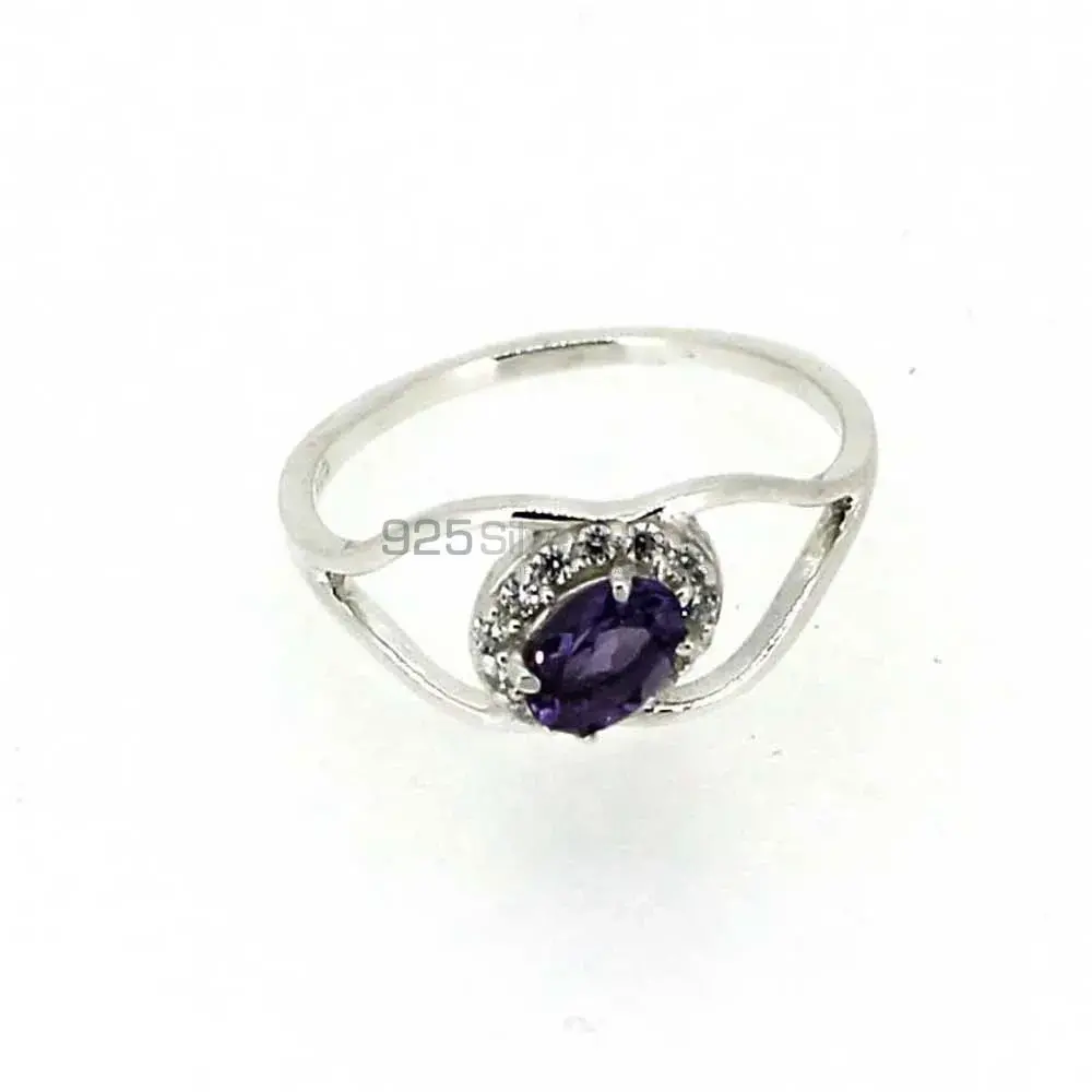 Amethyst Single Stone Sterling Silver Rings 925SR044-5_0