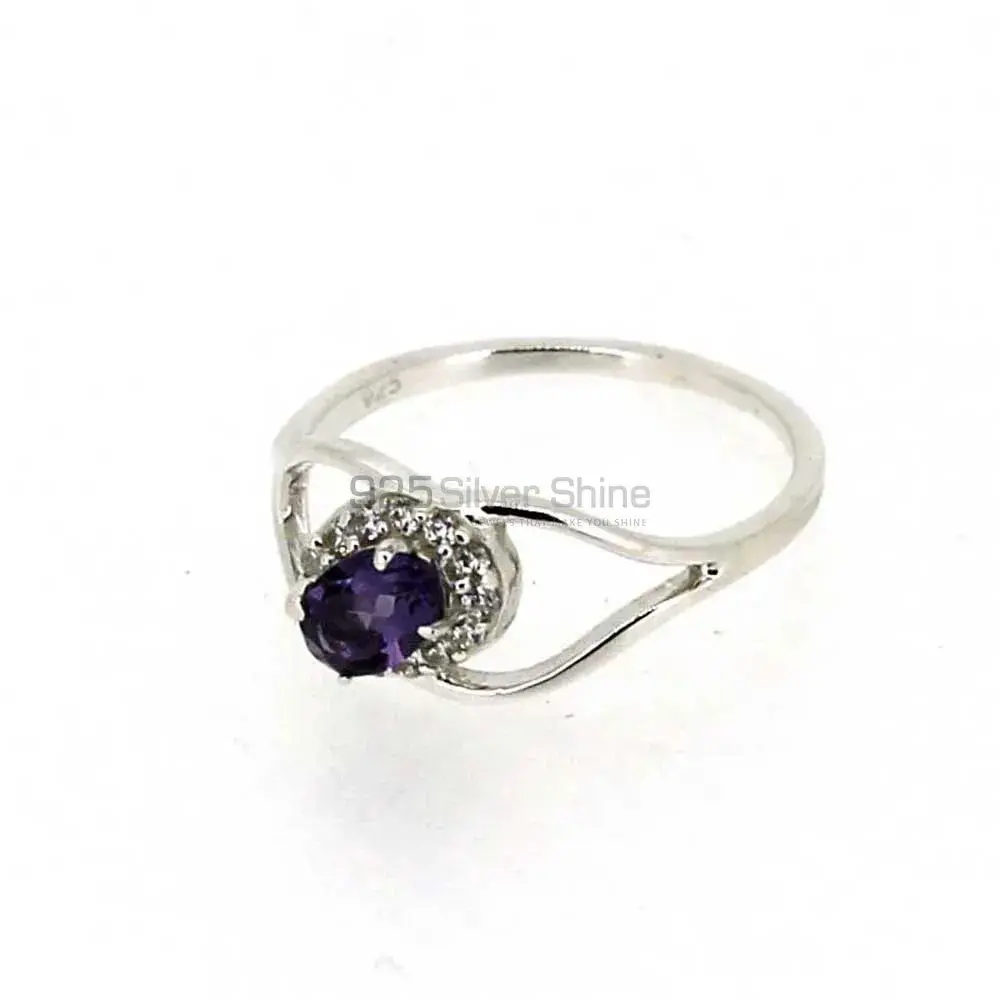 Amethyst Single Stone Sterling Silver Rings 925SR044-5_0