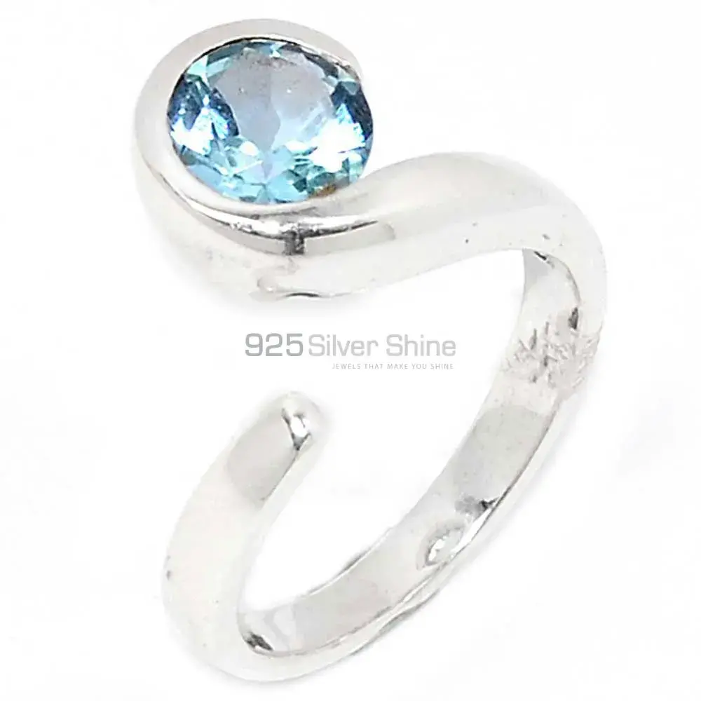 Stunning Blue Topaz Gemstone Designer Ring In Sterling Silver 925SR083-4
