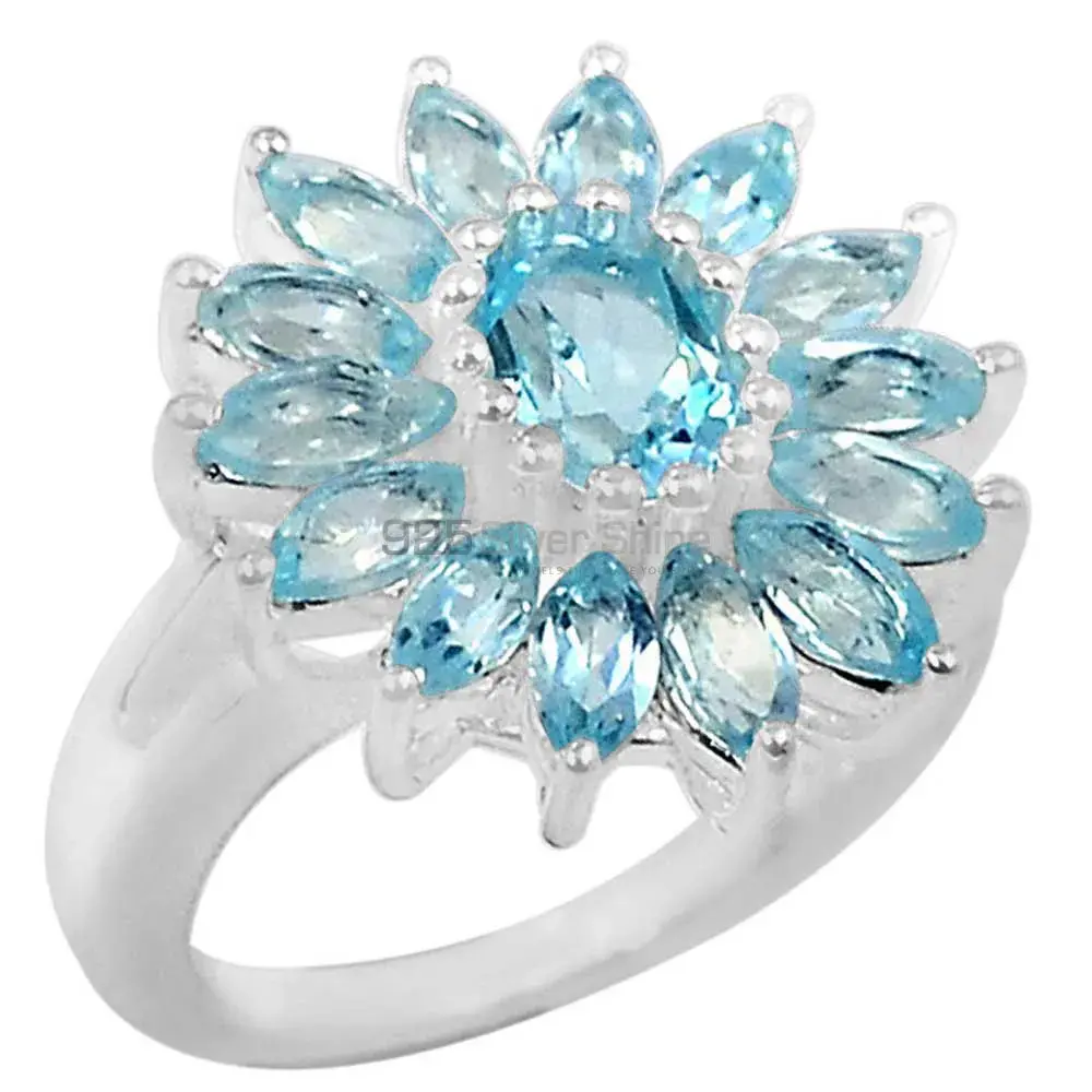 Stunning Blue Topaz Gemstone Handmade Ring In Solid Silver 925SR058-3
