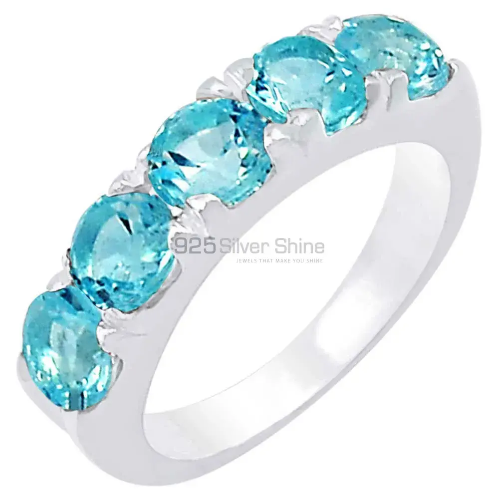 Stunning Blue Topaz Gemstone Handmade Ring In Sterling Silver 925SR068-5