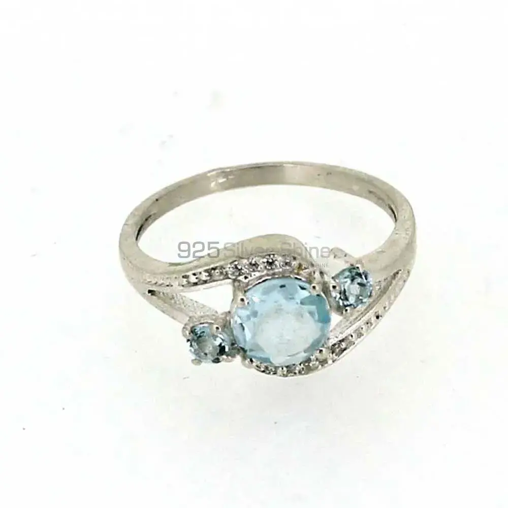 Stunning Blue Topaz Semi Precious Gemstone Ring In 925 Silver 925SR052-1