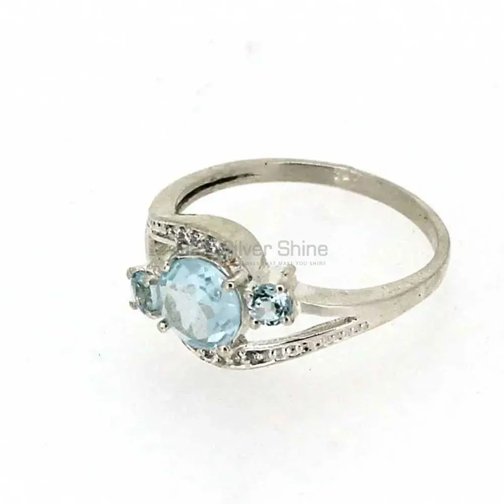Stunning Blue Topaz Semi Precious Gemstone Ring In 925 Silver 925SR052-1_1