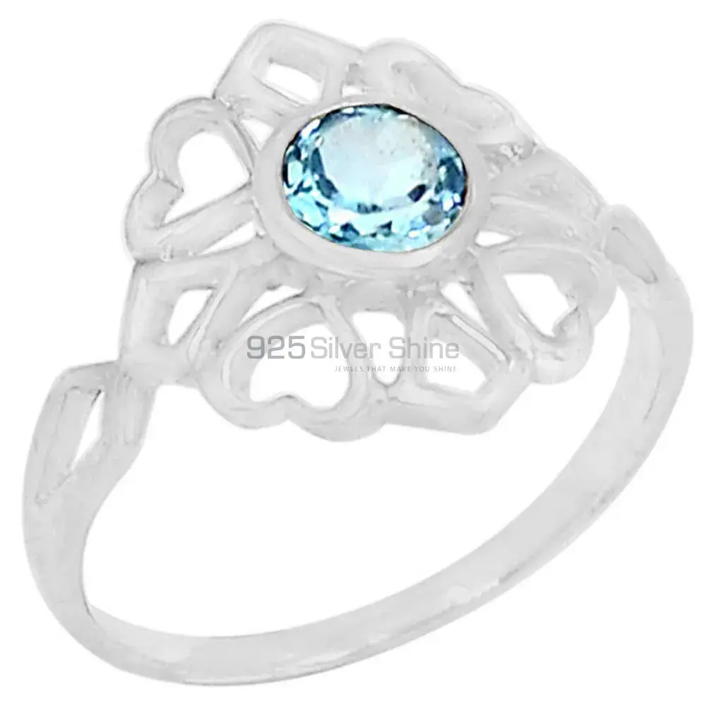 Stunning Blue Topaz Semi Precious Gemstone Ring In 925 Silver 925SR091-7