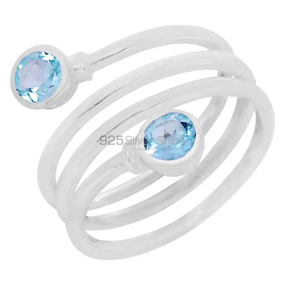 Stunning Blue Topaz Semi Precious Gemstone Ring In 925 Sterling Silver 925SR076-5