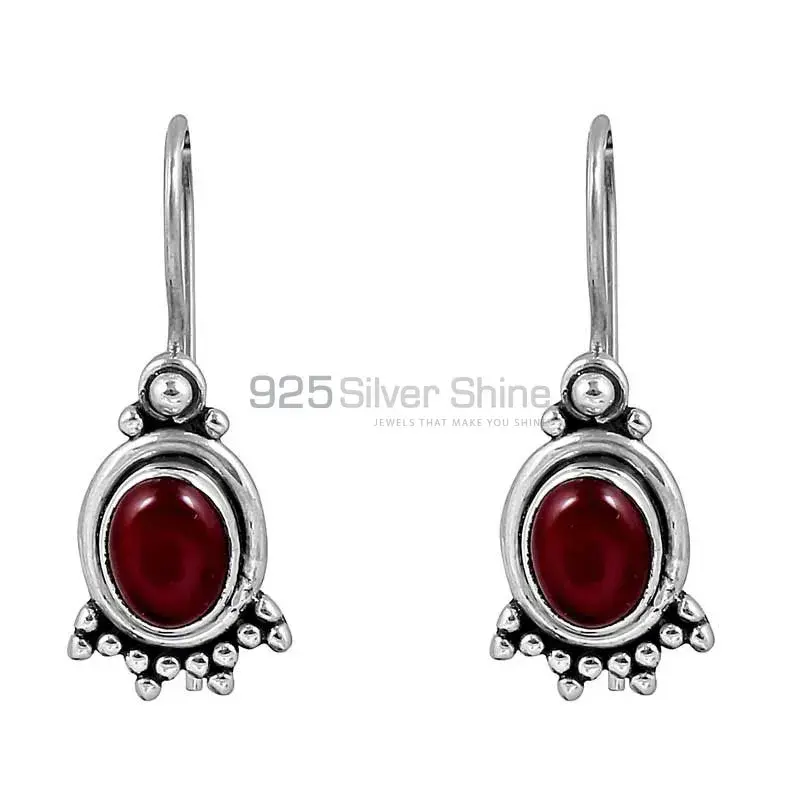 Stunning Coral Gemstone Earring In 925 Sterling Silver Jewelry 925SE111