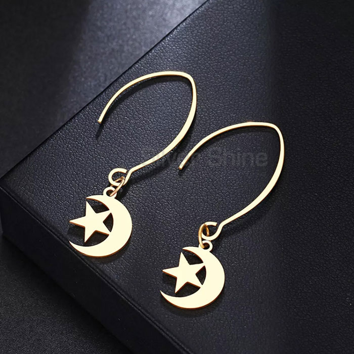 Stunning Dangle Star And Moon Sterling Silver Earring MOME384_0