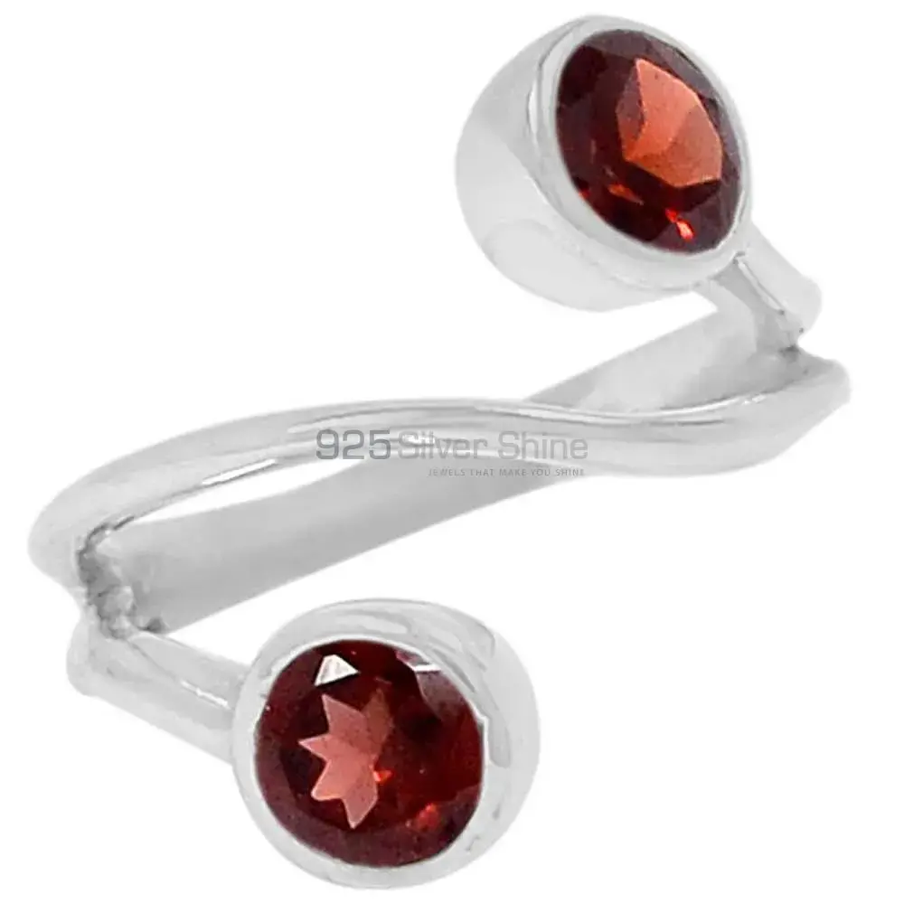 Tow Stone Sterling Silver Garnet Spiral Rings 925SR090-2