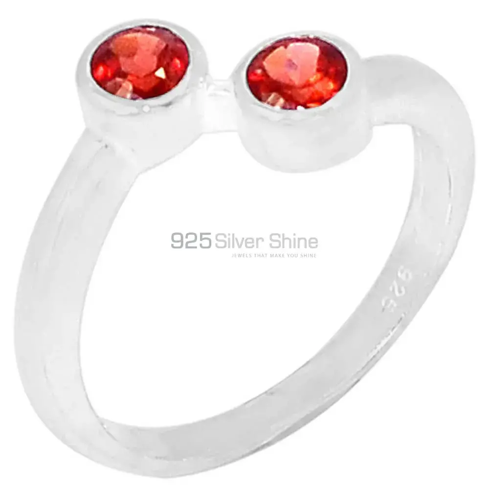 Sterling Silver Garnet Tow Stone Rings 925SR094-5