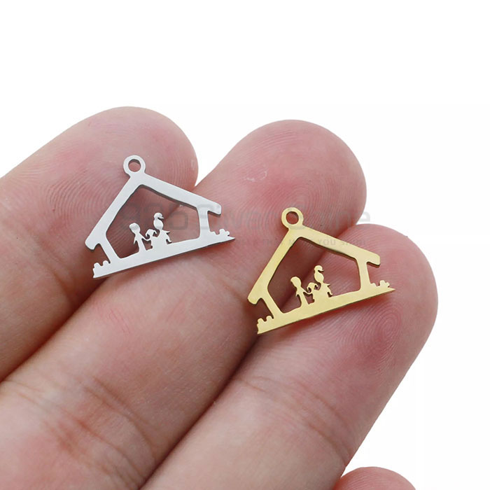 Stunning Hut Family Charm Pendant In Sterling Silver FAMP138_0