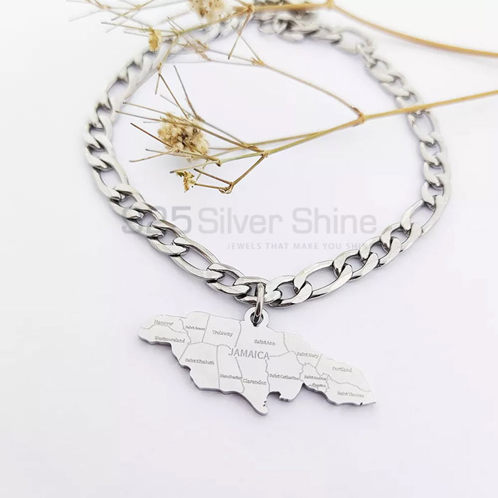 Stunning Jamaica With City Name Chain Bracelet In Silver MPMB352_0