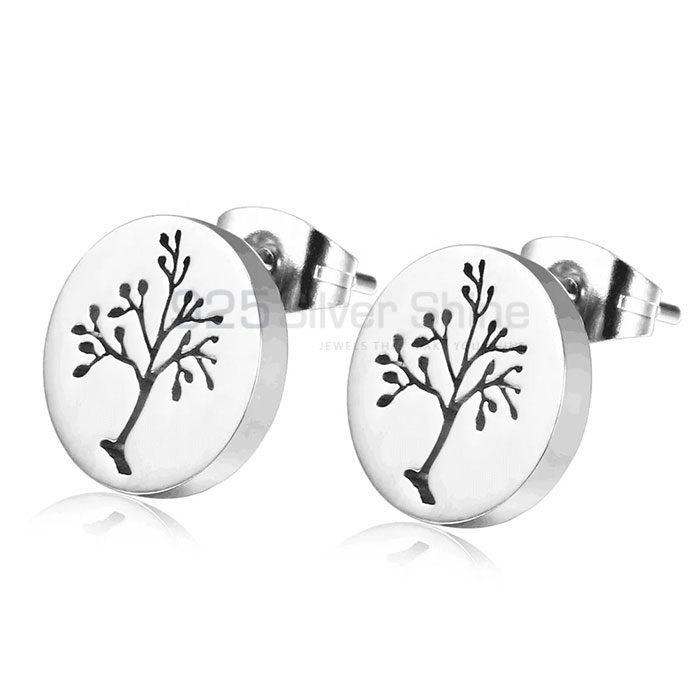 Stunning Life Of Tree Symbol Stud Earring In Silver TLME603