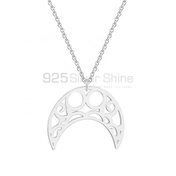 Stunning Moon Sterling Silver Necklace Women's MOMN391